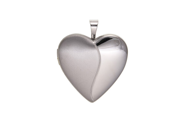 Half Satin Half Smooth Heart Shape Locket 925 Sterling Silver