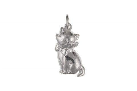 Cute Smiling Cat Charm Solid Sterling Silver