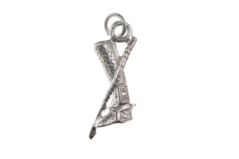 Horse Riding Boot and Crop Charm Solid Sterling Silver