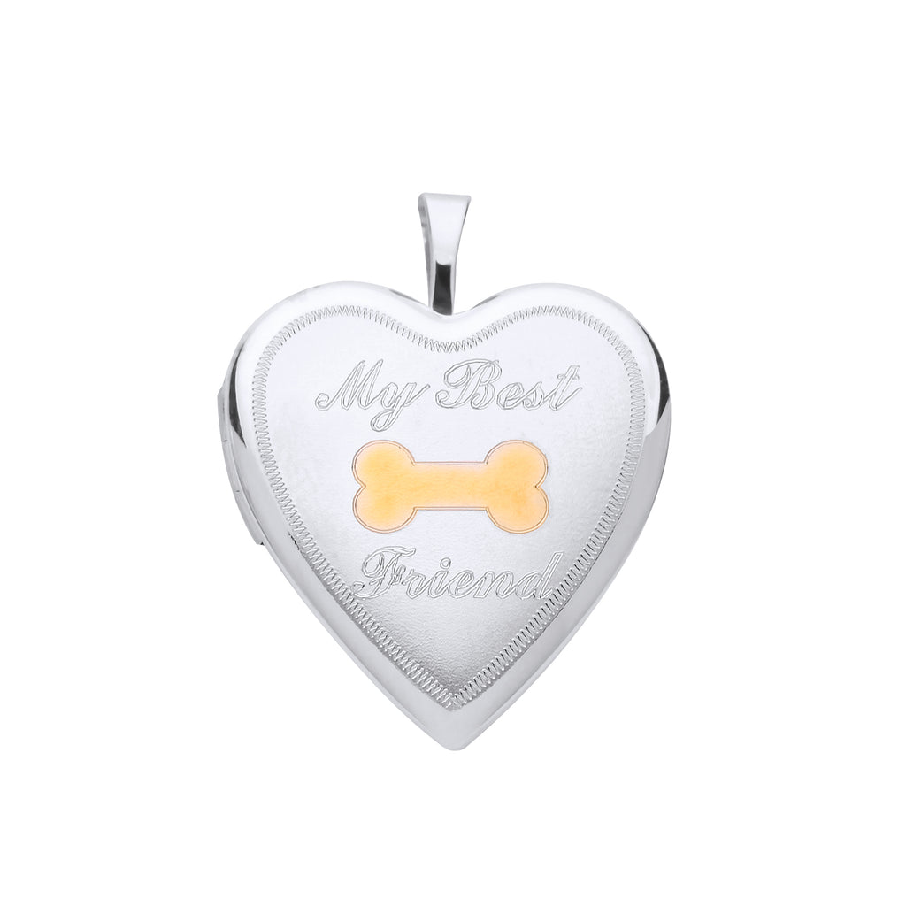 Best Friend Dog Heart Locket Sterling Silver Pet Jewellery