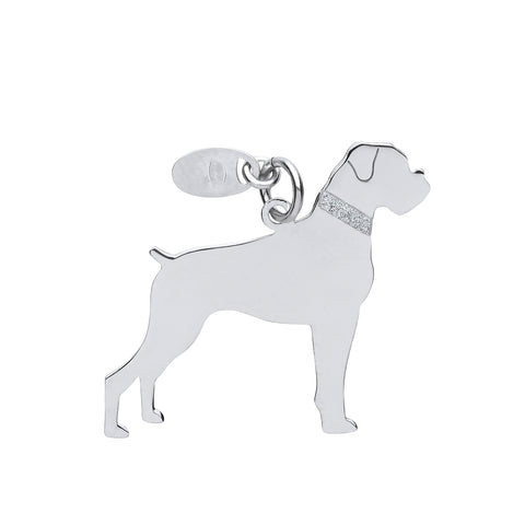 Boxer Dog Silhouette Pendant Necklace Solid Sterling Silver