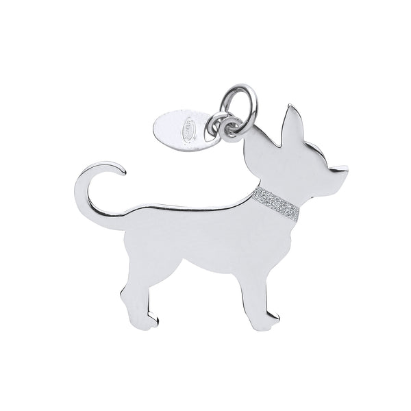 Chihuahua Silhouette Pendant Necklace Solid Sterling Silver