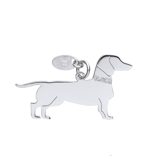 Dachshund Silhouette Pendant Necklace Solid Sterling Silver