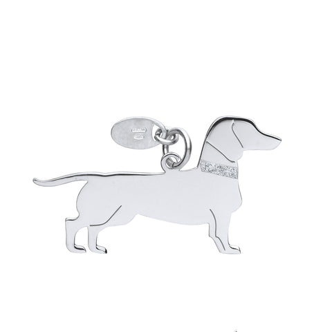 Dachshund Silhouette Pendant Necklace Solid Sterling Silver