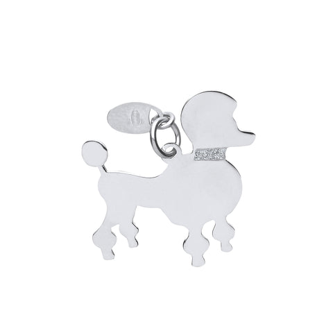 Poodle Silhouette Pendant Necklace Solid Sterling Silver