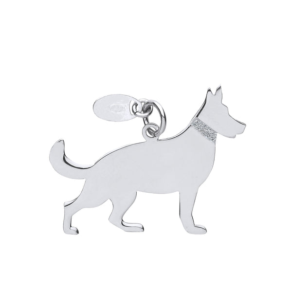 German Shepherd Alsatian Dog Silhouette Pendant Necklace Solid sterling Silver