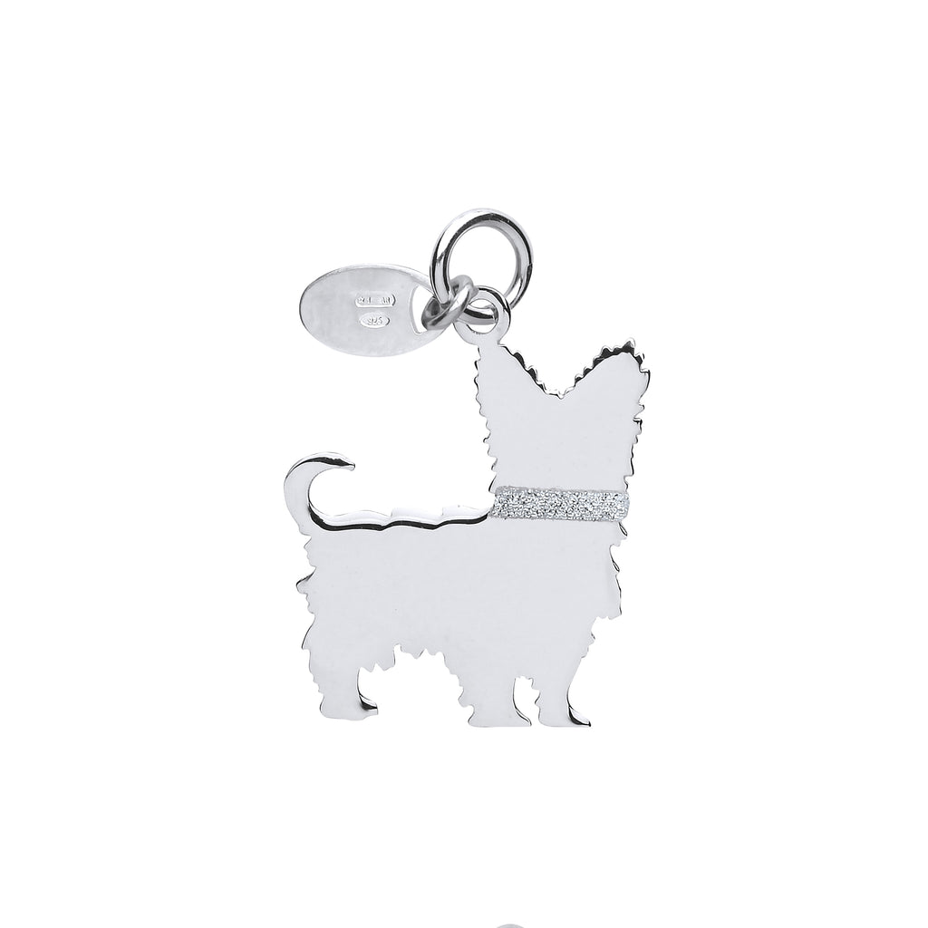 Yorkshire Terrier Silhouette Pendant Necklace Solid Sterling Silver
