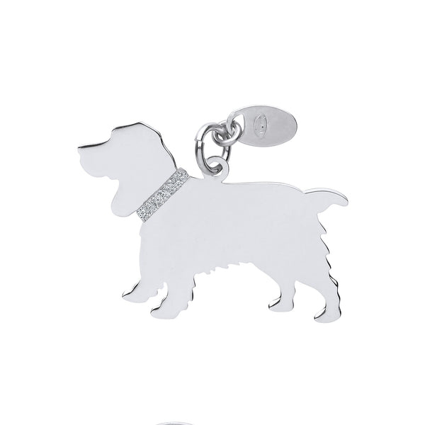 Cocker Spaniel Dog Silhouette Pendant Necklace Solid Sterling Silver