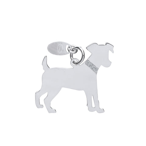 Jack Russell Dog Silhouette Pendant Necklace Solid Sterling Silver