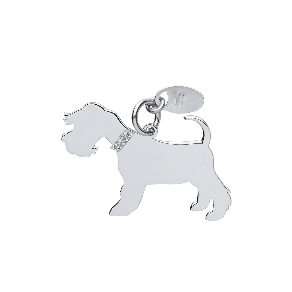 Schnauzer Dog Silhouette Pendant Necklace Solid Sterling Silver
