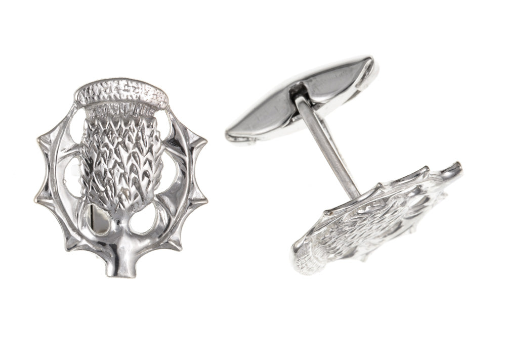 Men's Sterling Silver Scottish Thistle Cufflinks