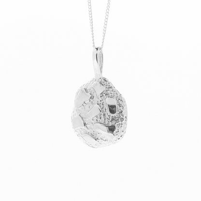 Solid 925 Sterling Silver Nugget Pendant Necklace