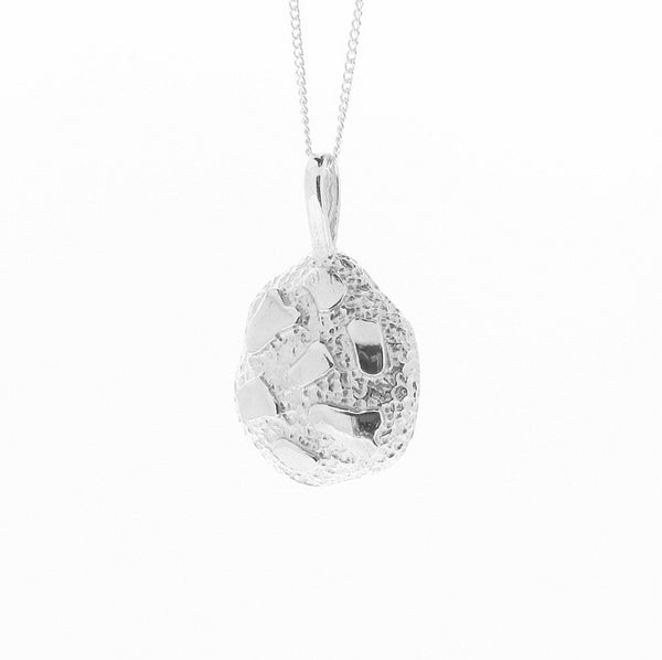 Solid 925 Sterling Silver Nugget Pendant Necklace