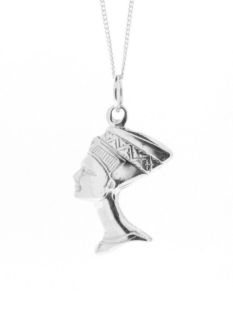 Sterling Silver Ancient Egyptian Queen Nefertiti Pendant Necklace
