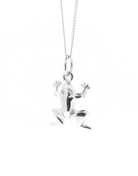 Eco-Friendly Sterling Silver Frog Pendant Ethically Made with Eco-Silver
