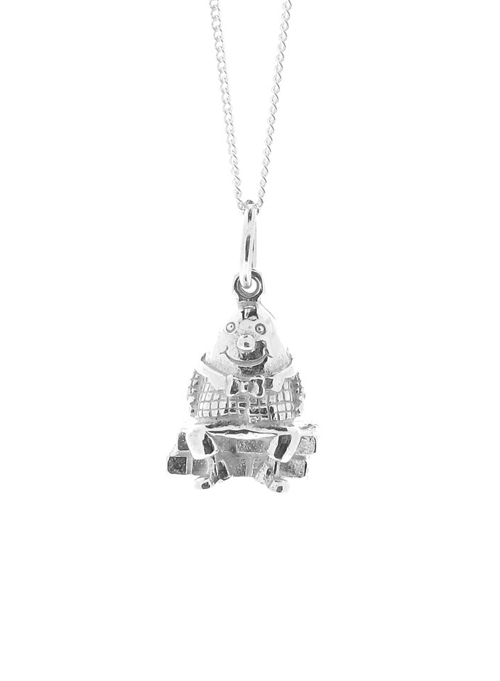 Solid Sterling Silver Children's Humpty Dumpty Nursery Rhyme Pendant Necklace