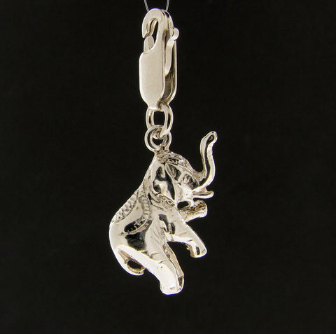 Solid Sterling Silver Elephant Dangle Charm 