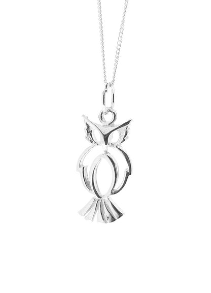 Sterling Silver Owl Pendant Necklace Mens Symbol of Wisdom Wealth