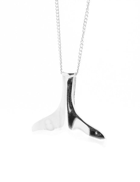 EcLadies Sterling Silver Whale Tail Pendant Necklace