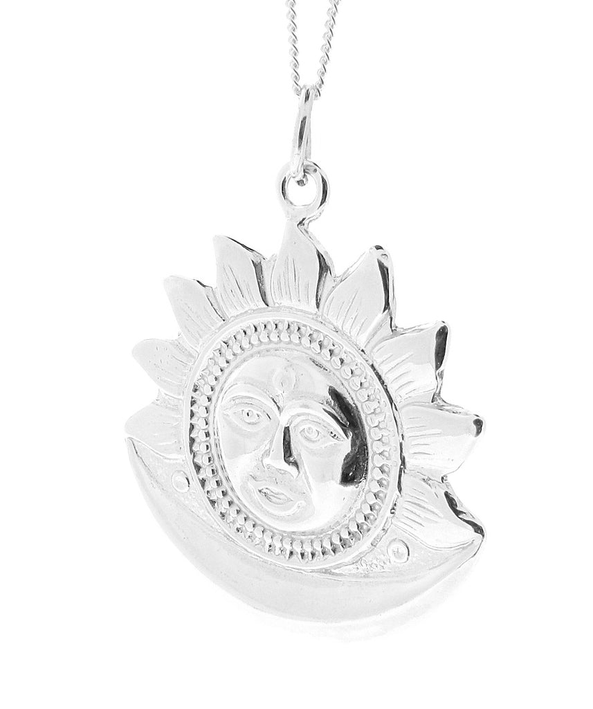 Sun and Moon Pendant Sterling Silver