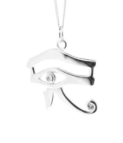 Solid Sterling Silver All Seeing Eye of Horus Pendant Necklace 