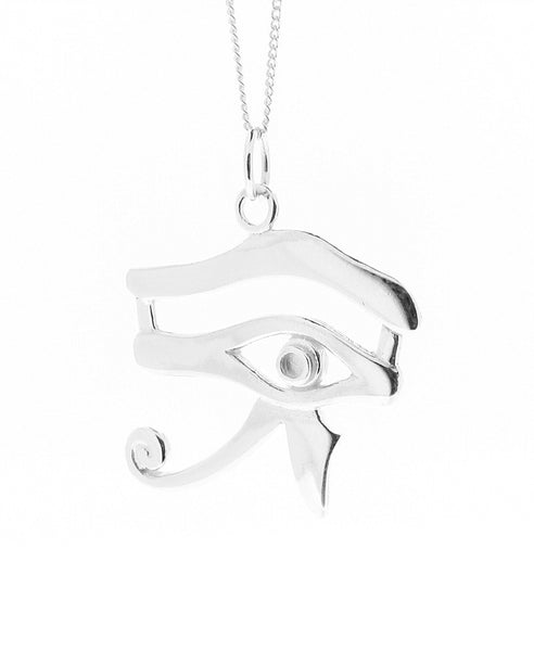Solid 925 Sterling Silver All Seeing Eye of Horus Pendant Necklace