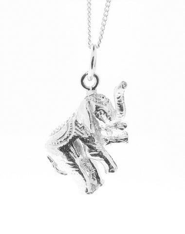 Sterling Silver Elephant Pendant Necklace Symbol of Wisdom Strength Determination Endurance Power