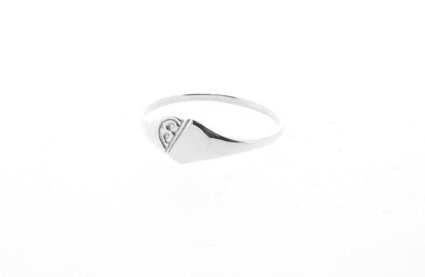 Half Engraved Heart Signet Ring Sterling Silver