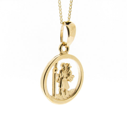 9ct Yellow Gold Round Saint Christopher Pendant