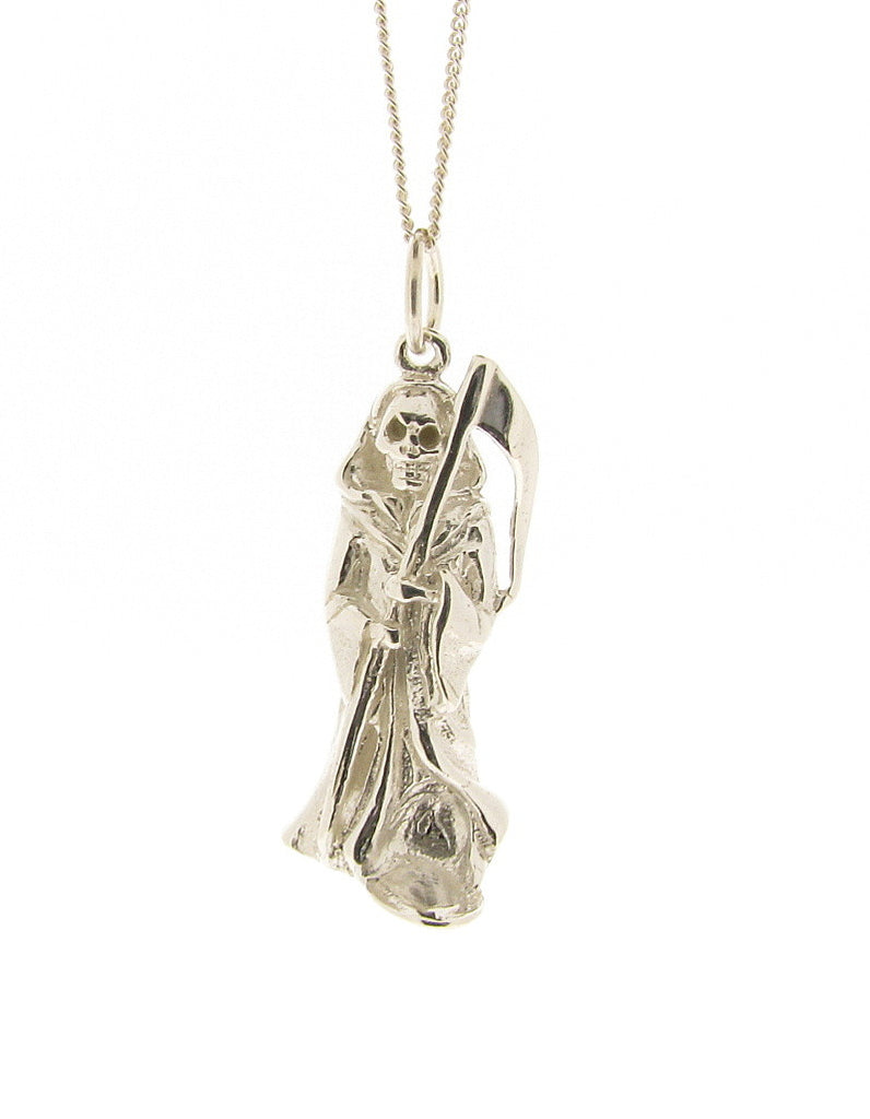 Men's Grim Reaper Pendant Sterling Silver Symbol of Mortality Death Momento Mori Necklace