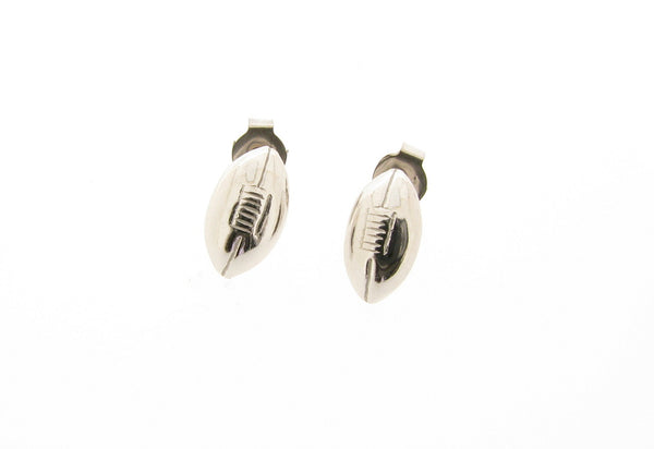 Ladies Sterling Silver Rugby Ball Stud Earrings