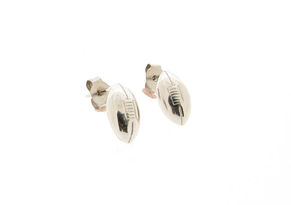 Rugby Ball Stud Earrings Sterling Silver