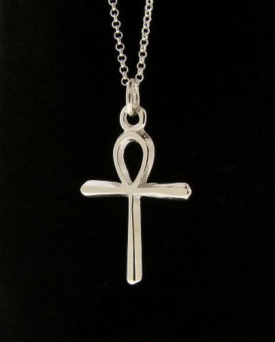 Solid Sterling Silver Ankh Cross Pendant Necklace Men's Symbol of Fertility Eternal life 