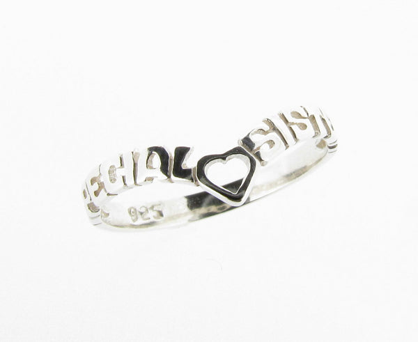 Special Sister Wishbone Heart Ring Sterling Silver Birthday Gift