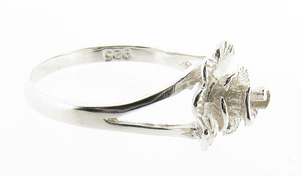 Solid sterling Silver Rose Flower Ring Women's