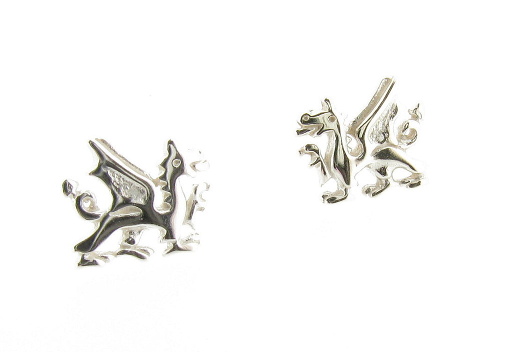 Sterling Silver Welsh Dragon Stud Earrings