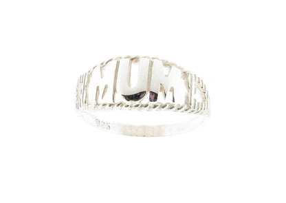 Solid 925 Sterling Silver Mum Ring with Hearts 