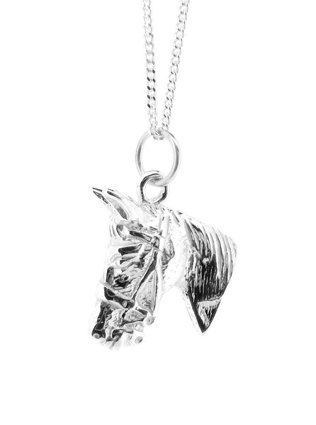 Sterling Silver Large Detailed Horse Head Pendant Eco-Silver Eco-Friendly