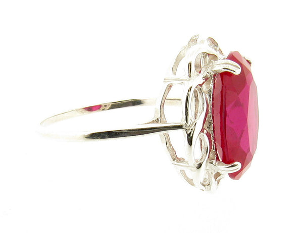 Created Ruby Oval Dress Ring Sterling Silver