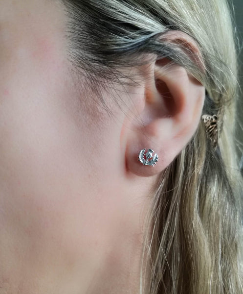 Women's Sterling Silver Scottish Thistle Stud Earrings