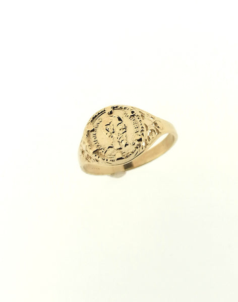 Maximiliano Emperador Peso Coin Ring 9ct Yellow Gold