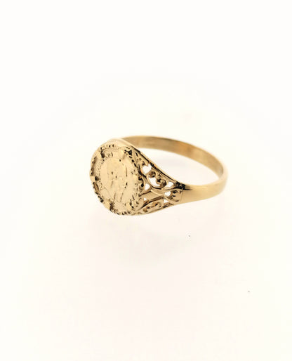 Maximiliano Emperador Peso Coin Ring 9ct Yellow Gold