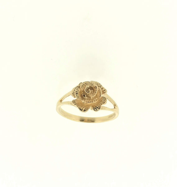 Rose Flower Ring 9ct Yellow Gold