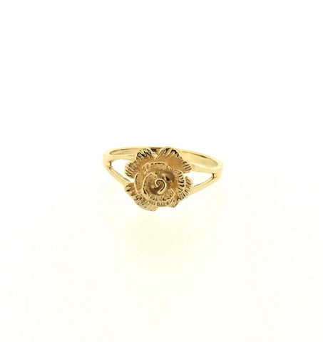 Ladies Solid 9ct Yellow Gold Rose Flower Ring