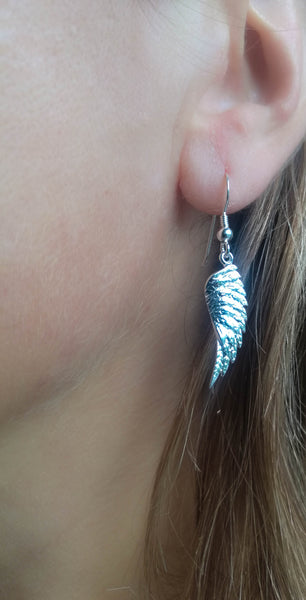Angel Wings Drop Earrings Sterling Silver