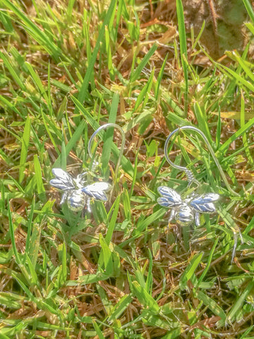 Sterling Silver Bumble Bee Dropper Earrings
