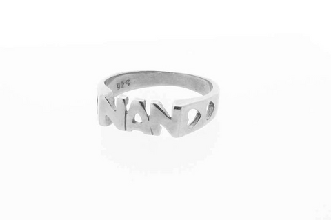 Sterling Silver Nan with Hearts Signet Ring Nan Birthday Gift