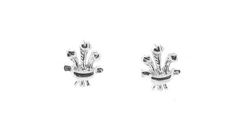 Sterling Silver Ladies Prince of Wales Feathers Earrings