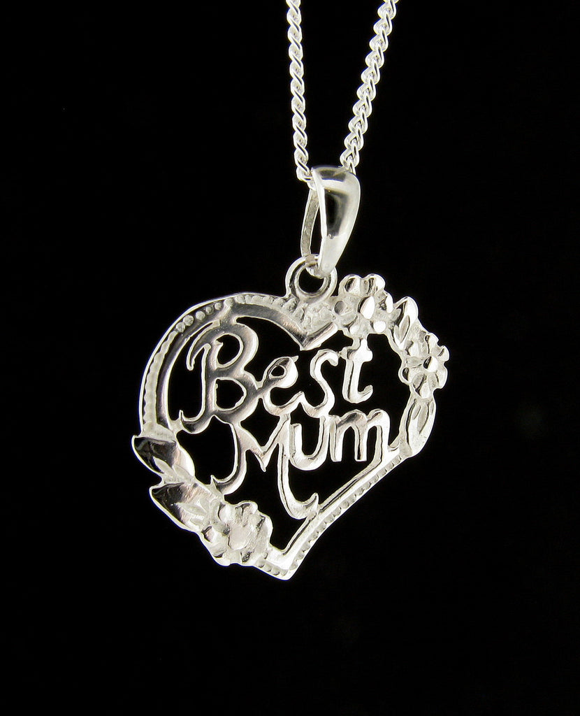 Best Mum Heart Pendant Necklace Sterling Silver Stephen Knapper
