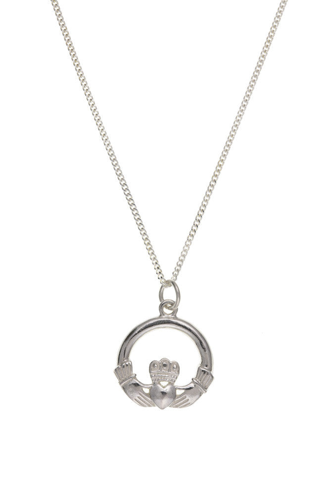 Claddagh Pendant Necklace Solid Sterling Silver